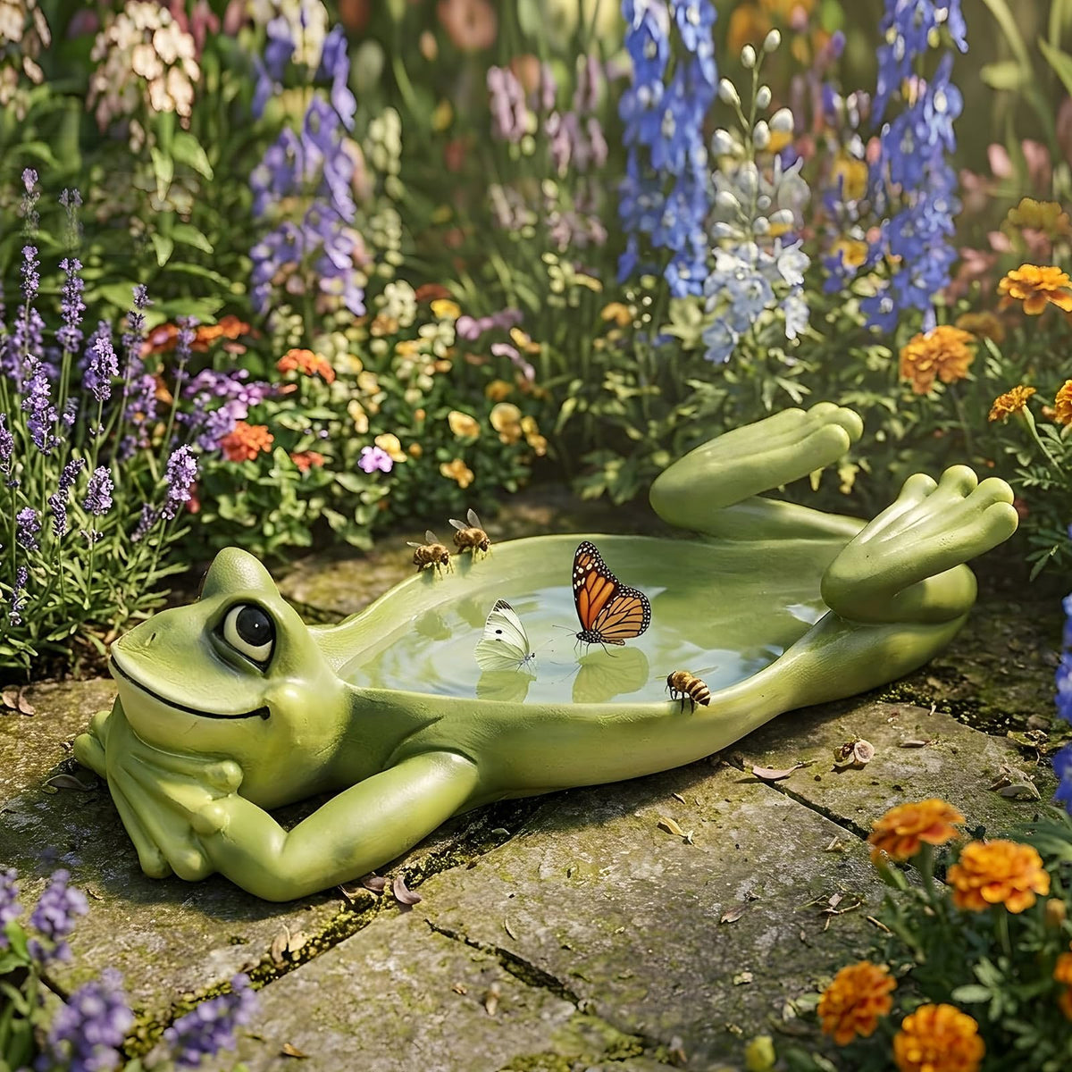 Bechivie bee watering station designed as a whimsical garden frog