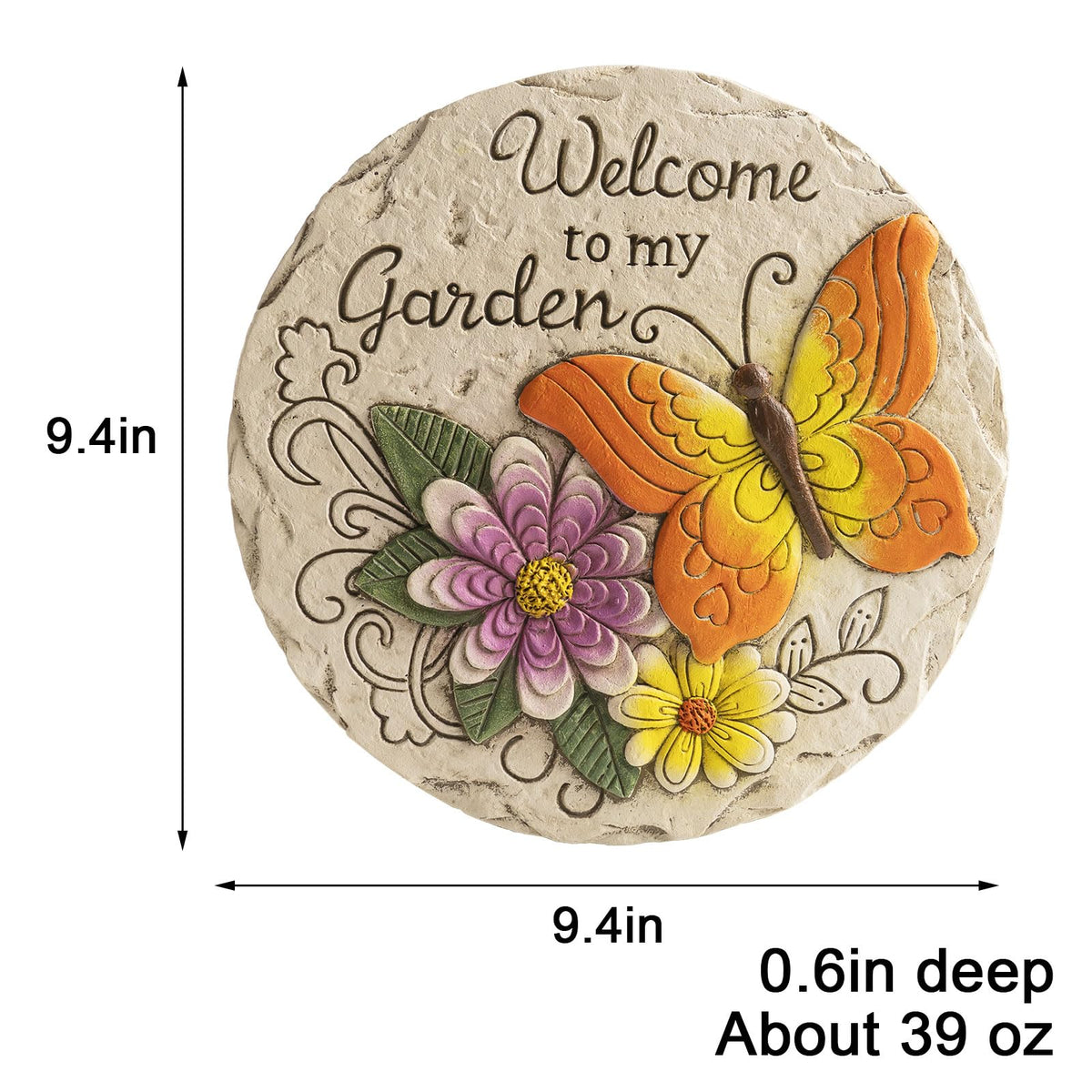 Bechivie circular 9.4 inch stone adds a focal point to the garden