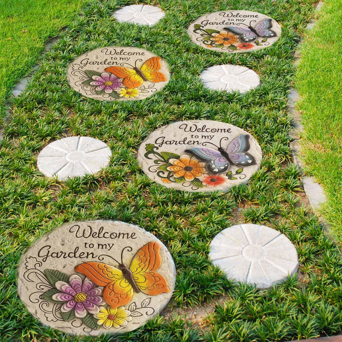 Bechivie stone features a 3D butterfly design along walkways