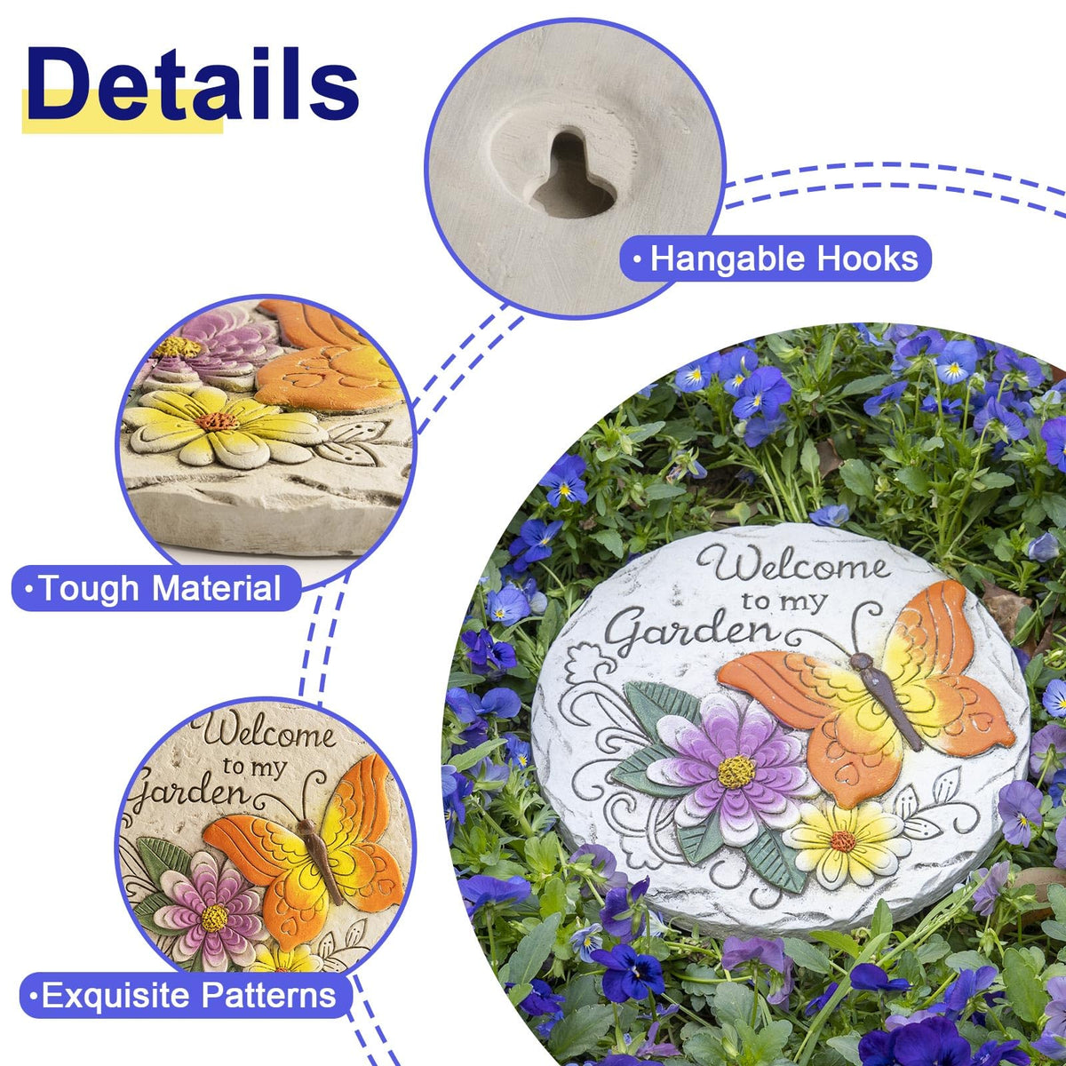 Bechivie cement stepping stone offers durable outdoor decor for yards