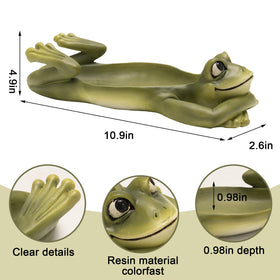 Bechivie resin frog bird bath resting beside flowering plants