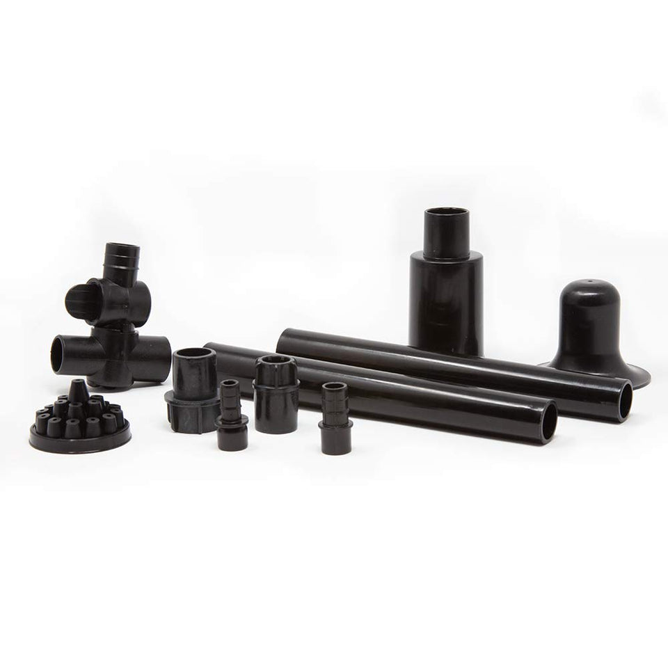 Beckett all-in-one nozzle kit waterbell nozzle creating a graceful arc for pond displays