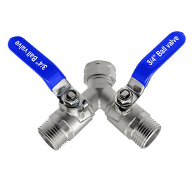 Beduan 304 stainless steel hose splitter attached to a garden hose for versatile irrigation.
