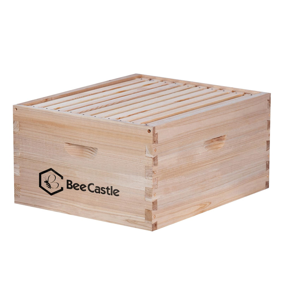 BeeCastle 10-frame deep brood box assembly shows precise dovetails for a tight, durable joint