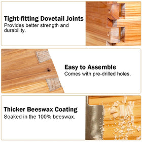 BeeCastle beehive frames with dovetail joints for sturdy hive structure.
