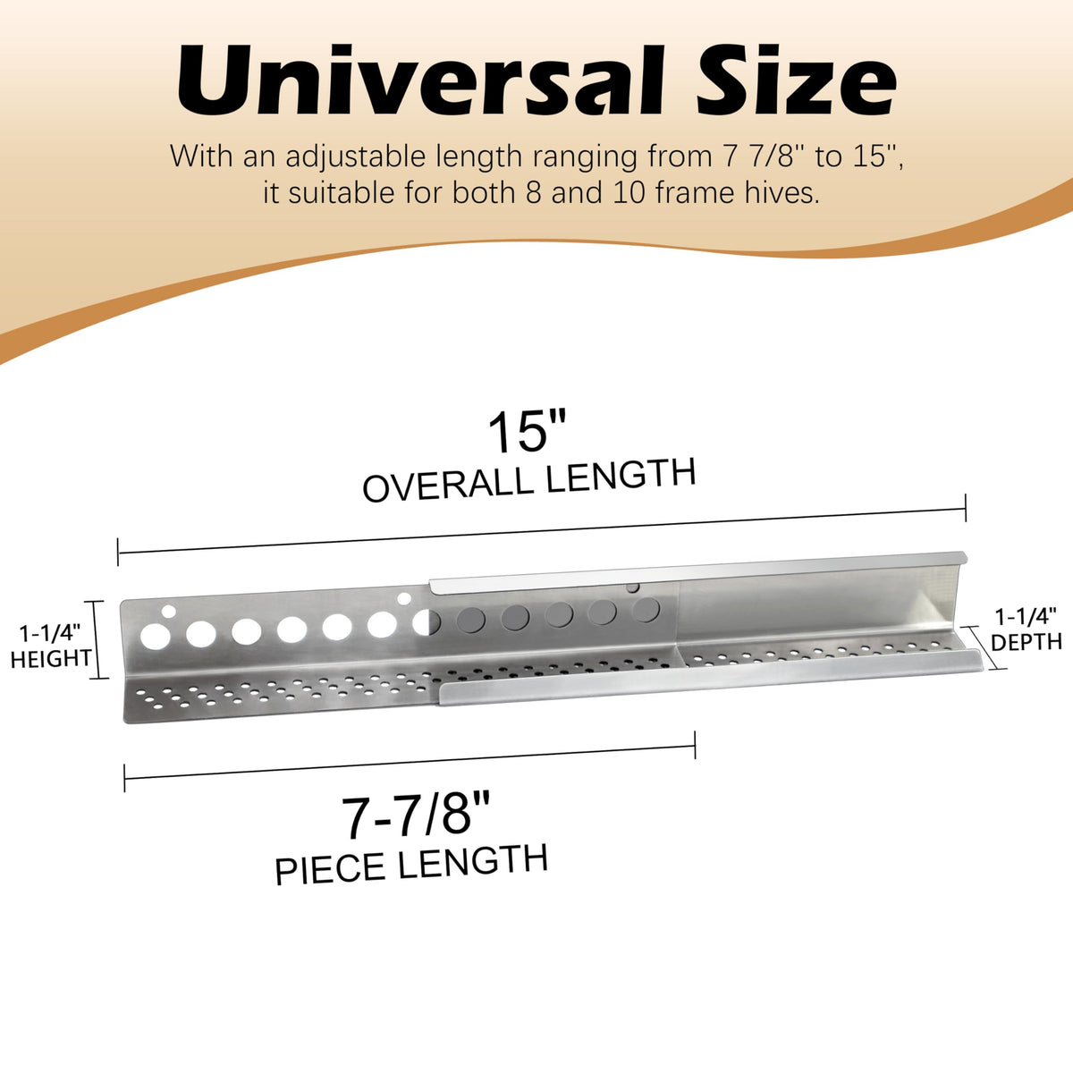 BeeCastle sliding guard in length-adjustment mode for 8/10-frame hives
