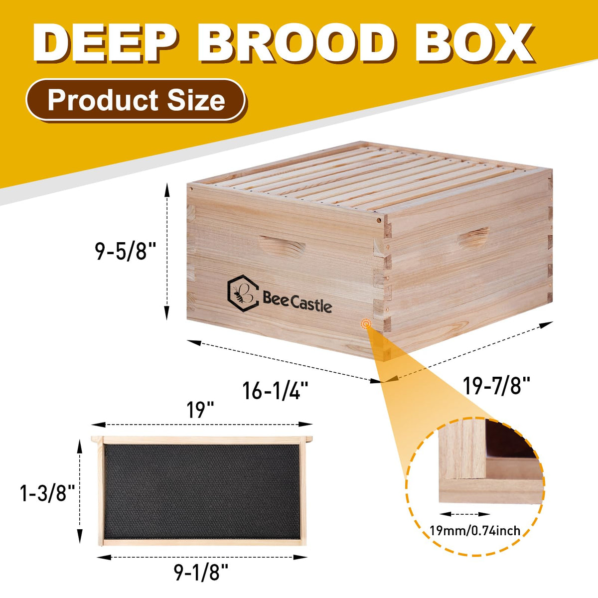 BeeCastle deep brood box dovetail join detail highlights solid fir wood and sturdy construction