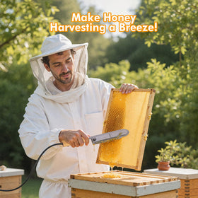 BeeCastle electric honey knife setup shows ample cord length for beekeeping tasks.