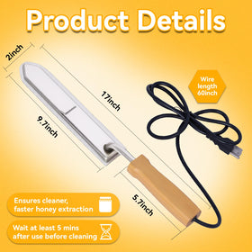 BeeCastle electric uncapping knife blade close-up, durable stainless steel for long-lasting use.
