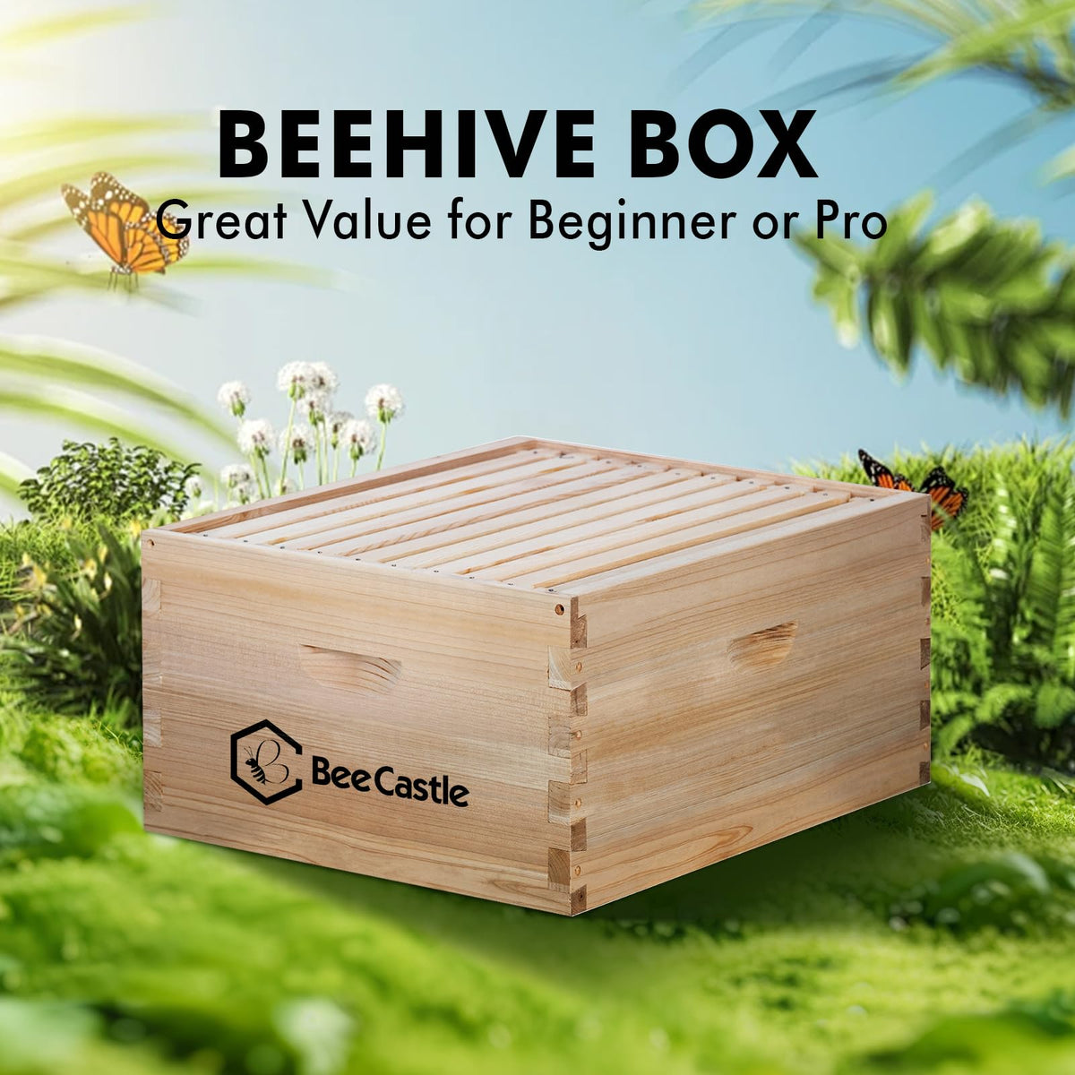 BeeCastle Langstroth-compatible deep hive box shown for easy hive expansion