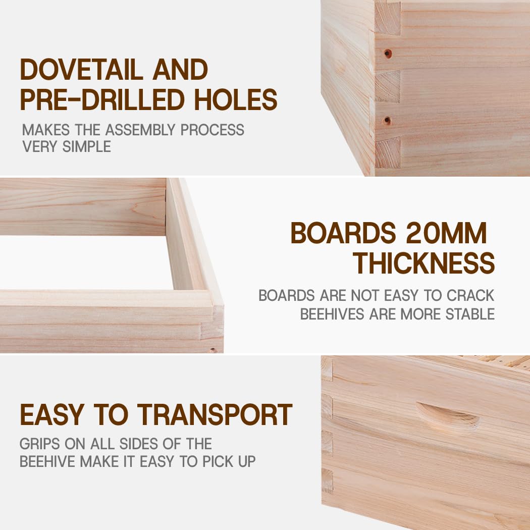BeeINN Langstroth deep box side view with handles for easy transport.