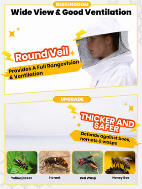 BEEKINGDOM detachable veil protects the face while maintaining clear airflow.