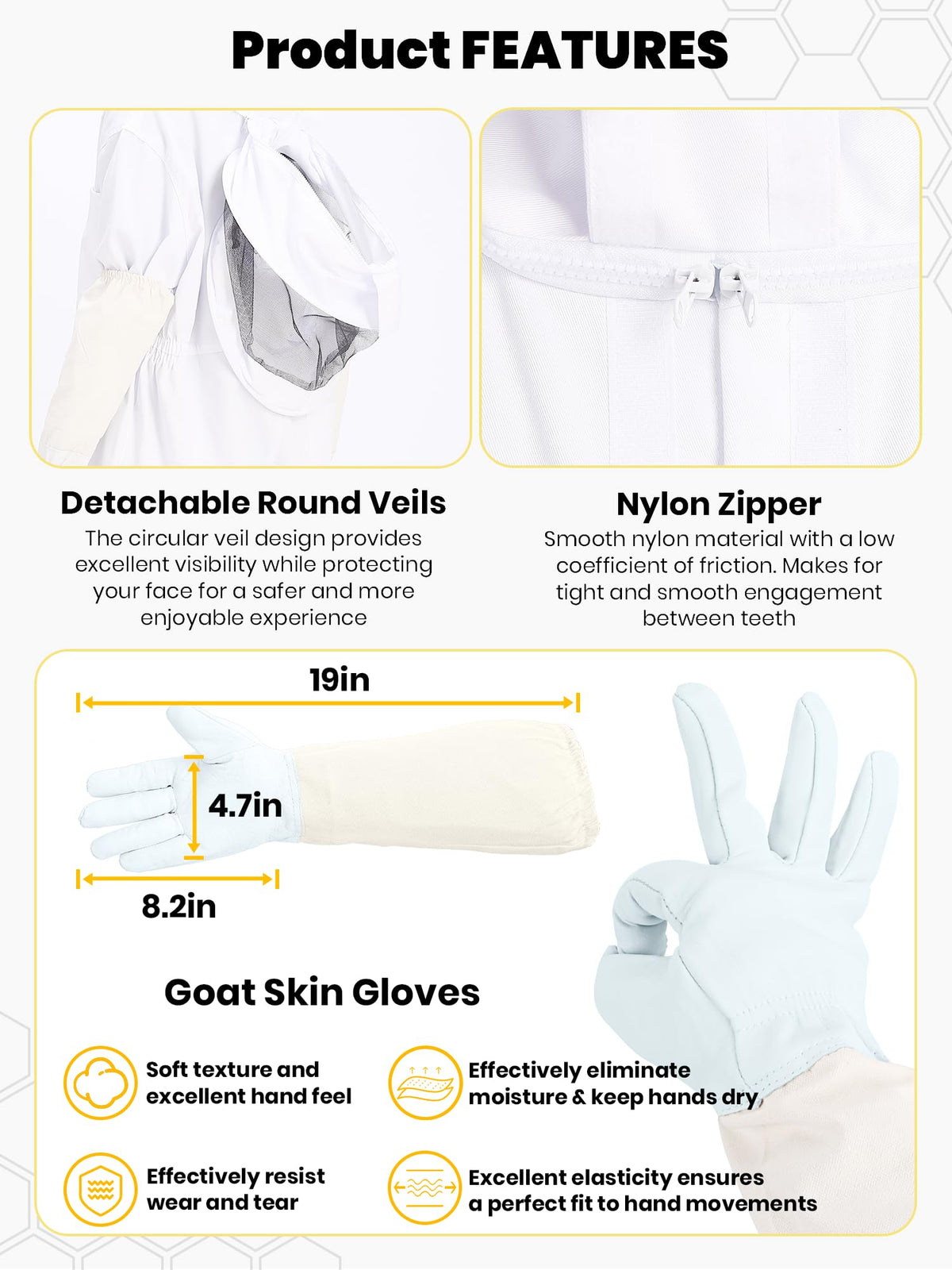 Beekingdom goat skin gloves offer flexible, durable protection