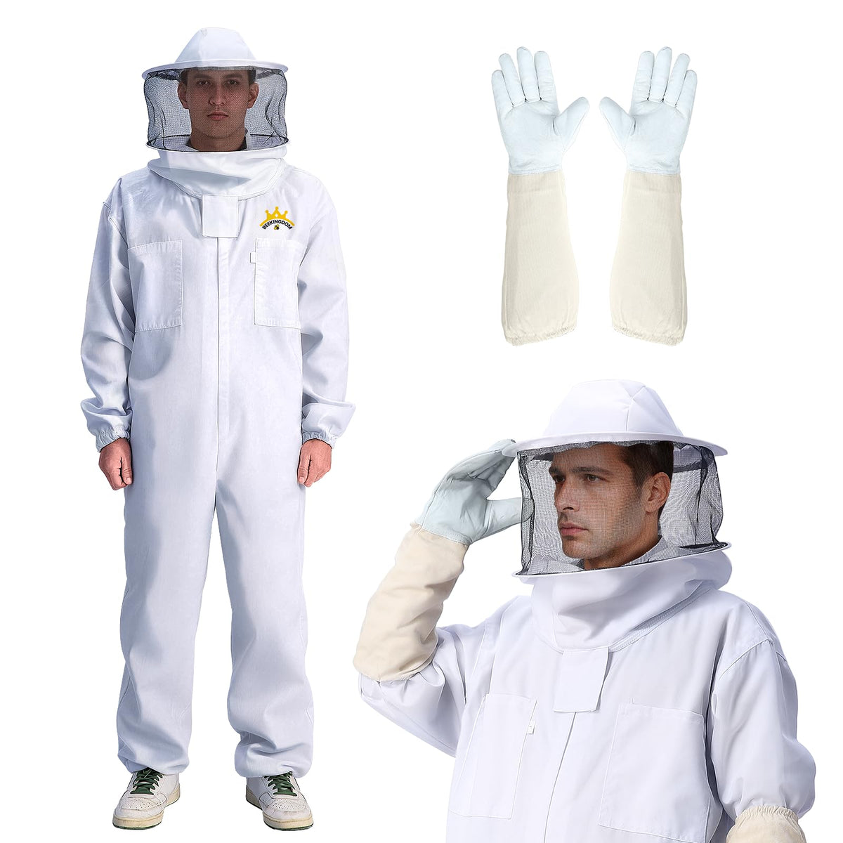 Beekingdom professional bee suit with round veil for reliable hive protection and visibility