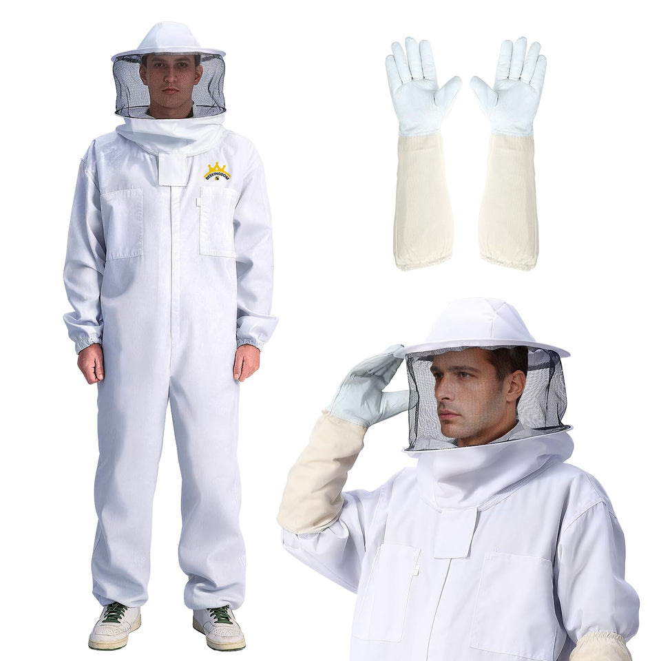 BEEKINGDOM professional bee suit with round veil provides full visibility and protection.