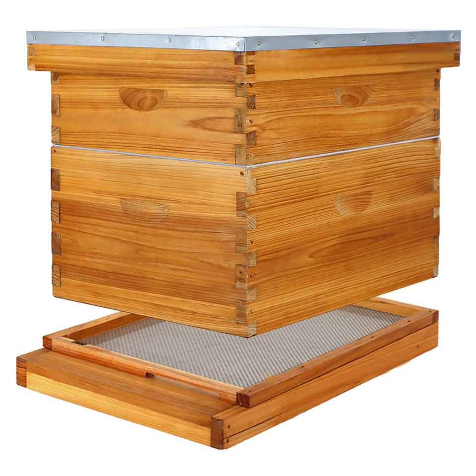 BEEKNOWS 10 frame beehive kit with screened bottom board promotes hive ventilation.