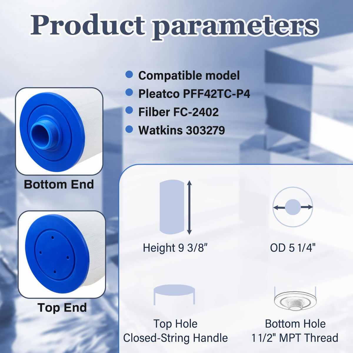 Beendou spa filter cap detail showing ABS cap for enhanced impact resistance.