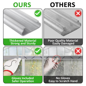 Beeplove nylon gloves protect hands during fast greenhouse installation