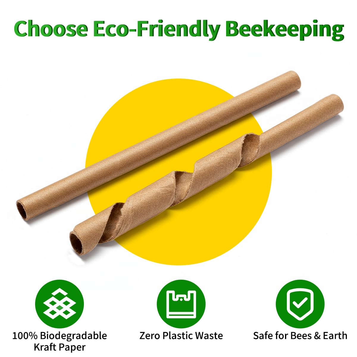 BeeQuestify 6 inch nesting tubes designed for mason bees to enter and exit comfortably.