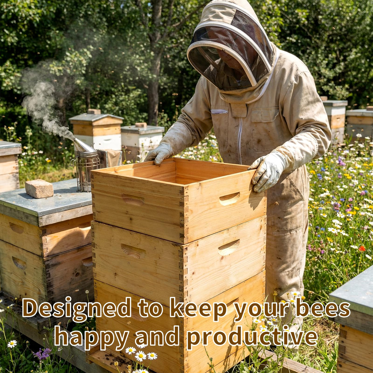 BeeQuestify pine wood hive box designed to resist warping and maintain stability.