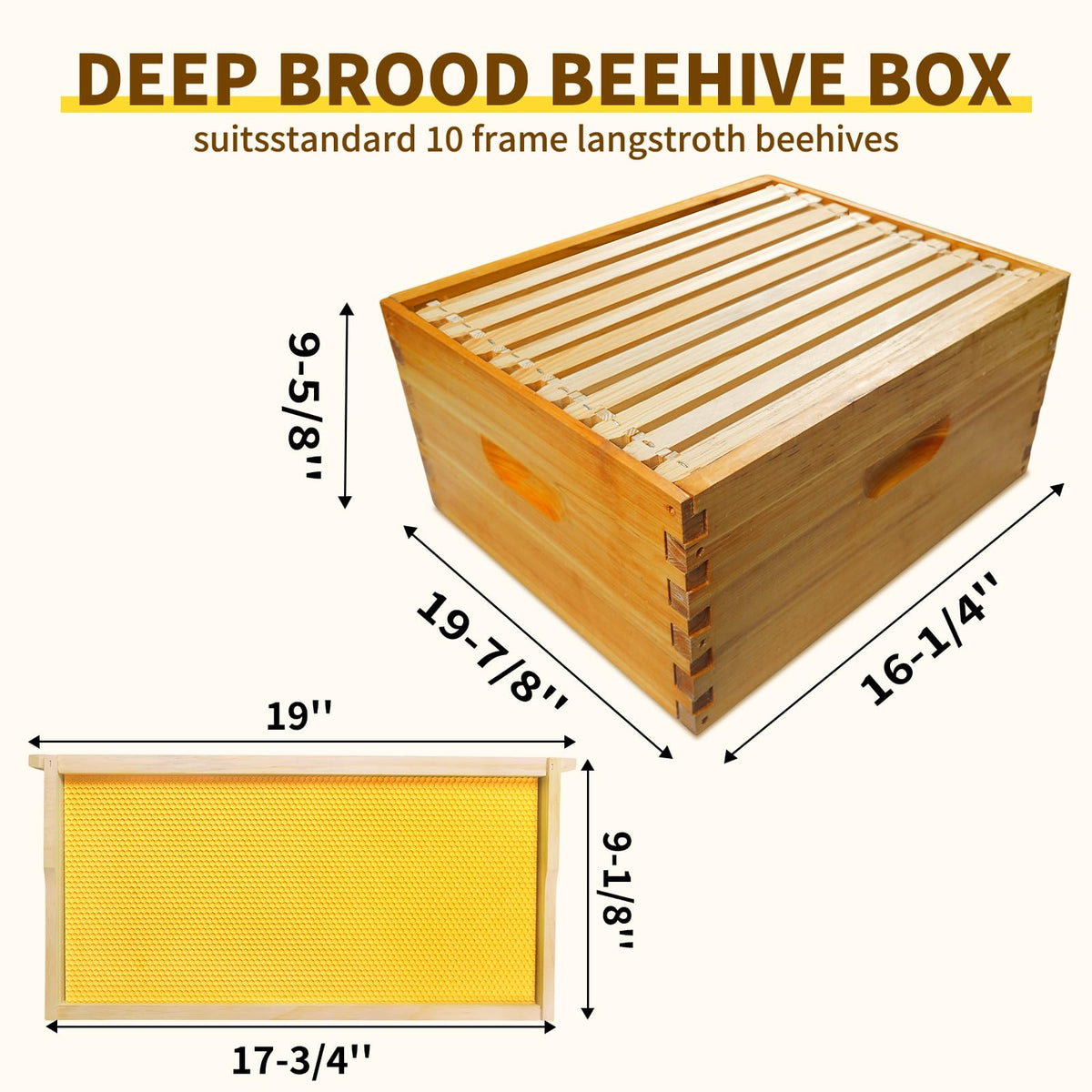 BeeQuestify unassembled Langstroth hive box kit with pre-drilled holes for quick setup.