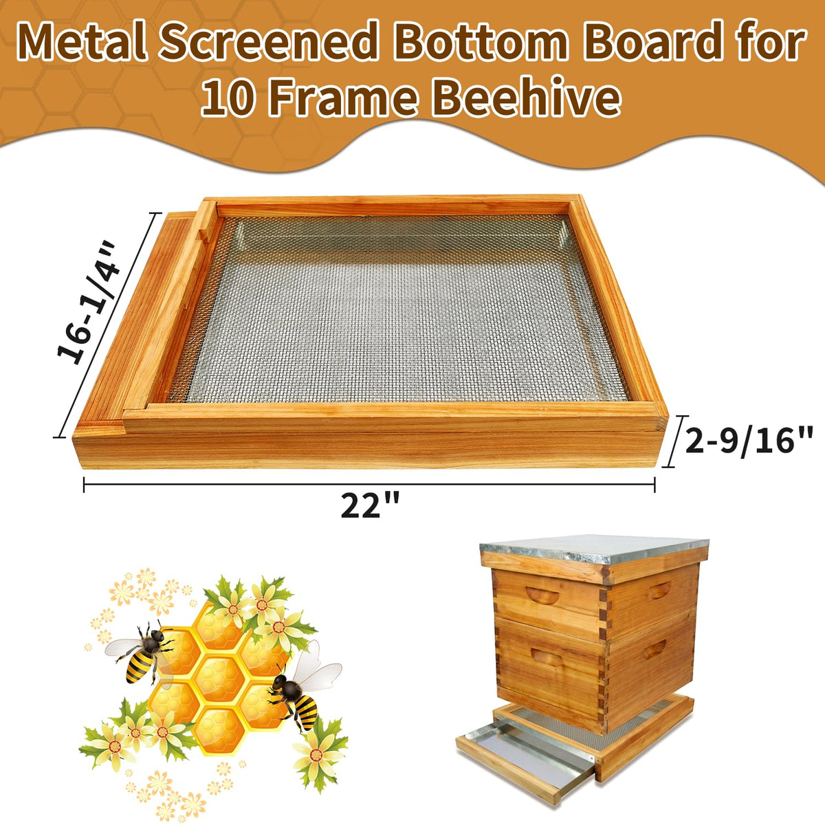 BeeQuestify pull-out tray bottom board enables quick debris removal
