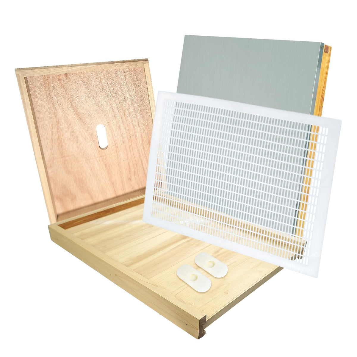 BeeQuestify telescoping top cover protects the 10-frame hive from weather.