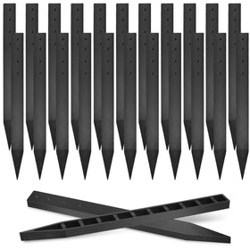Beeveer 24pc ground stakes in black plastic for secure lawn edging