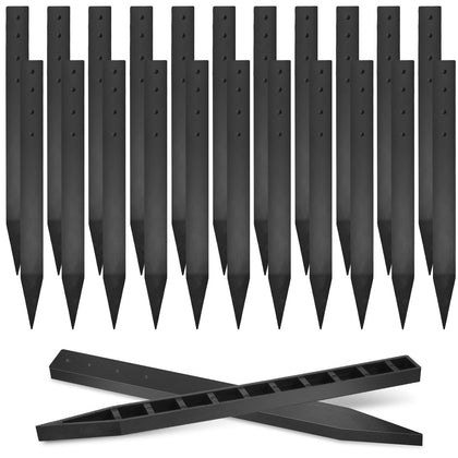 Beeveer 24pc ground stakes in black plastic for secure lawn edging