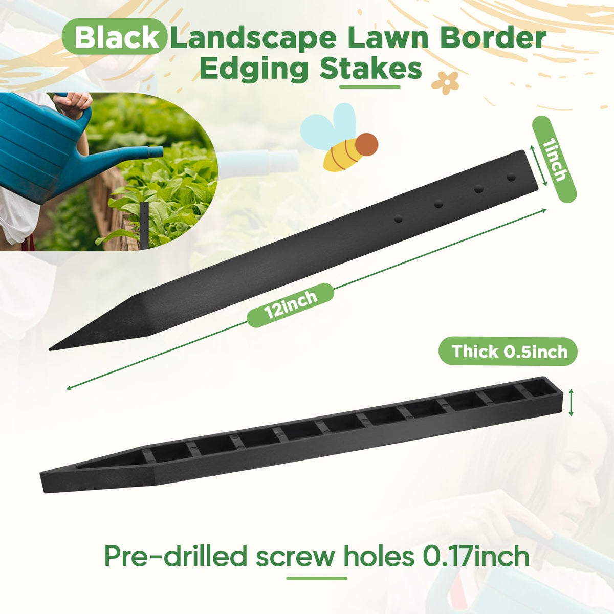 Beeveer border stakes in action, aligning garden beds with durable 12-inch support