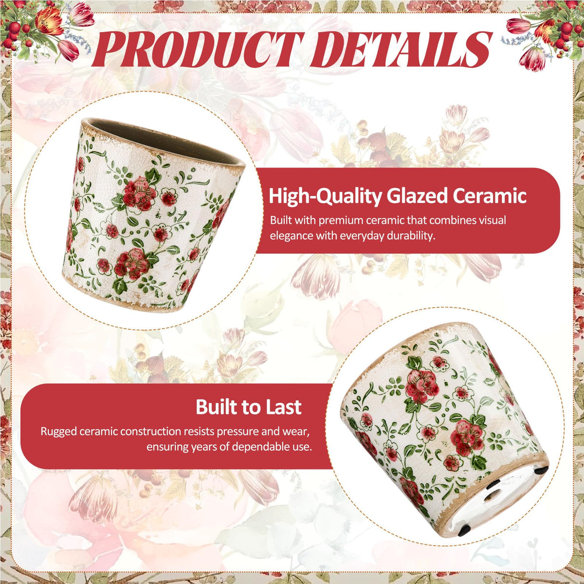Beeveer ceramic planter with drainage hole aids healthy root growth for herbs or succulents.