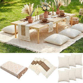 Beeveer extra-large boho picnic blanket spread for family picnics.
