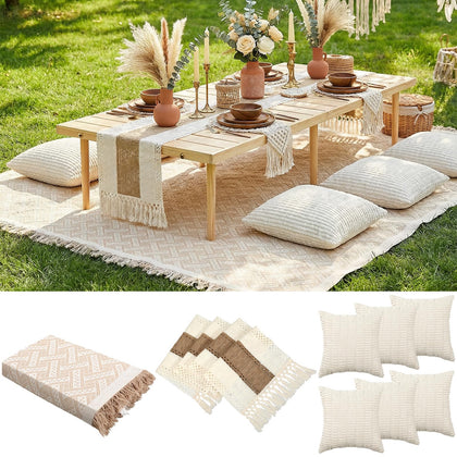 Beeveer extra-large boho picnic blanket spread for family picnics.