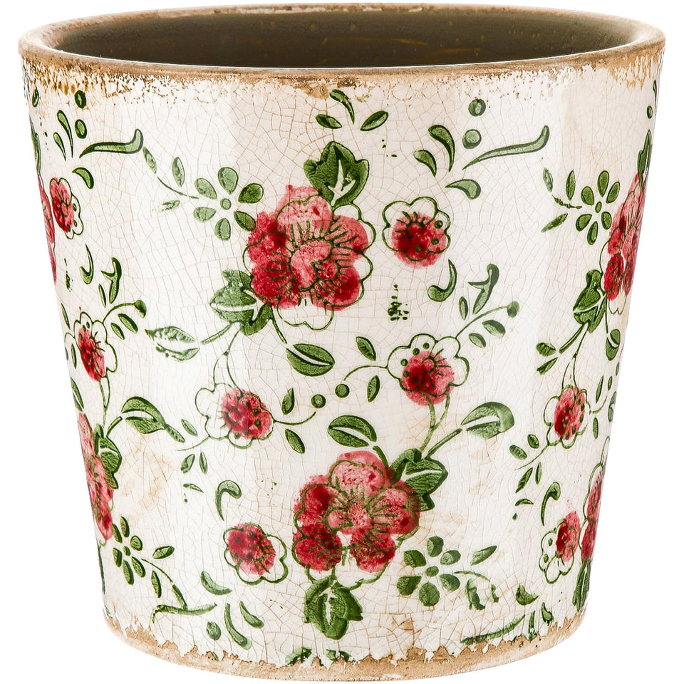 Beeveer rose-pattern ceramic planter adds rustic charm to indoor spaces.