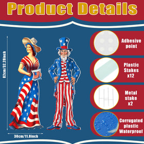 Beeveer fourth of July outdoor sign with stake set for quick setup
