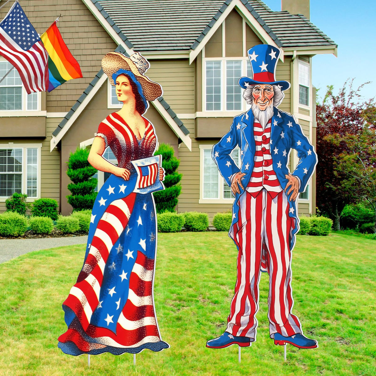 Beeveer Independence Day yard sign with stake for durable outdoor display