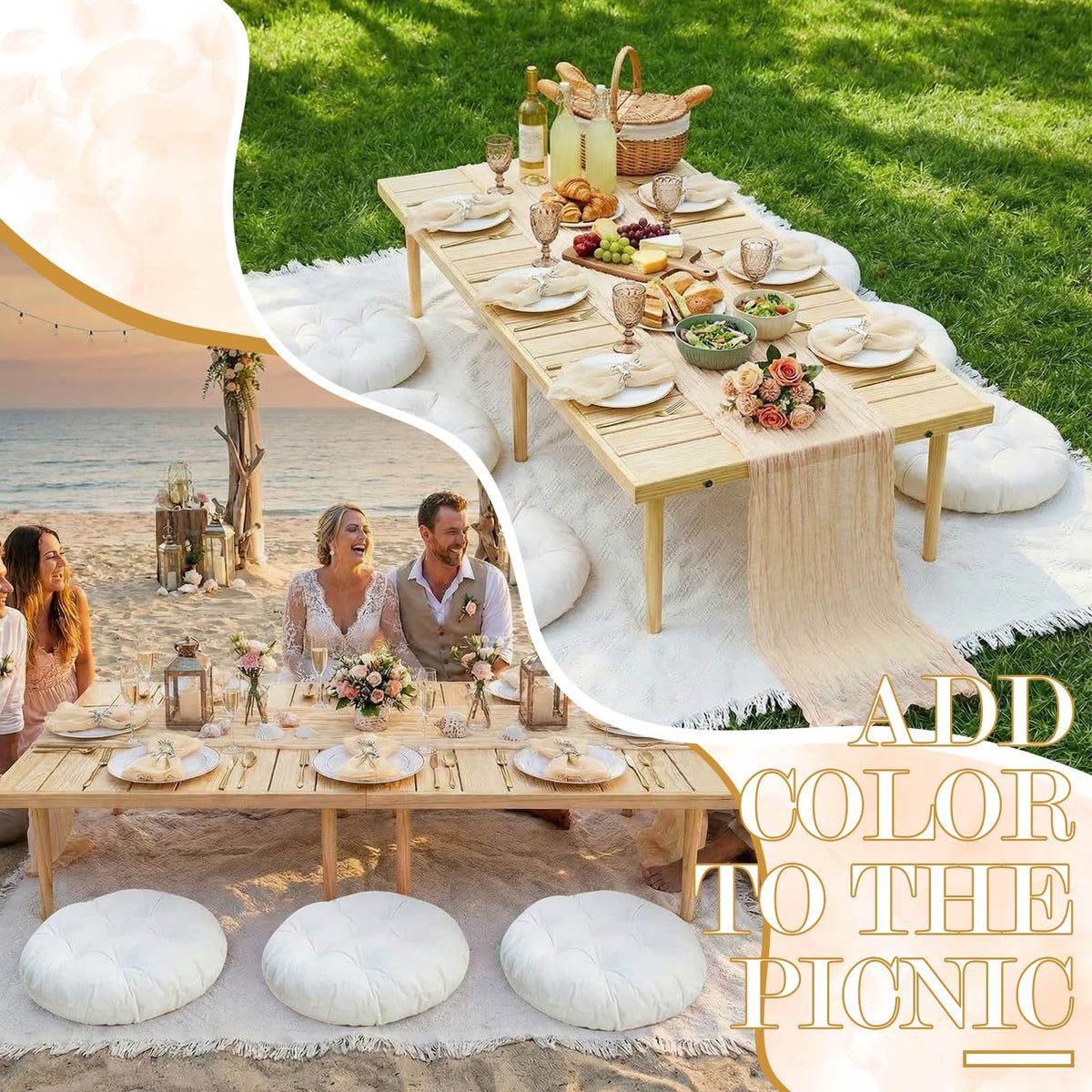 Beeveer beige outdoor decor setup ready for gatherings