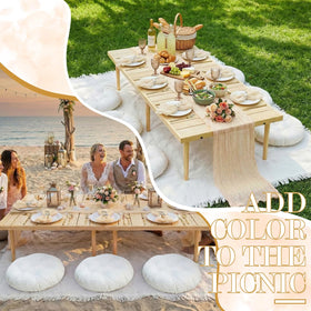 Beeveer beige outdoor decor setup ready for gatherings