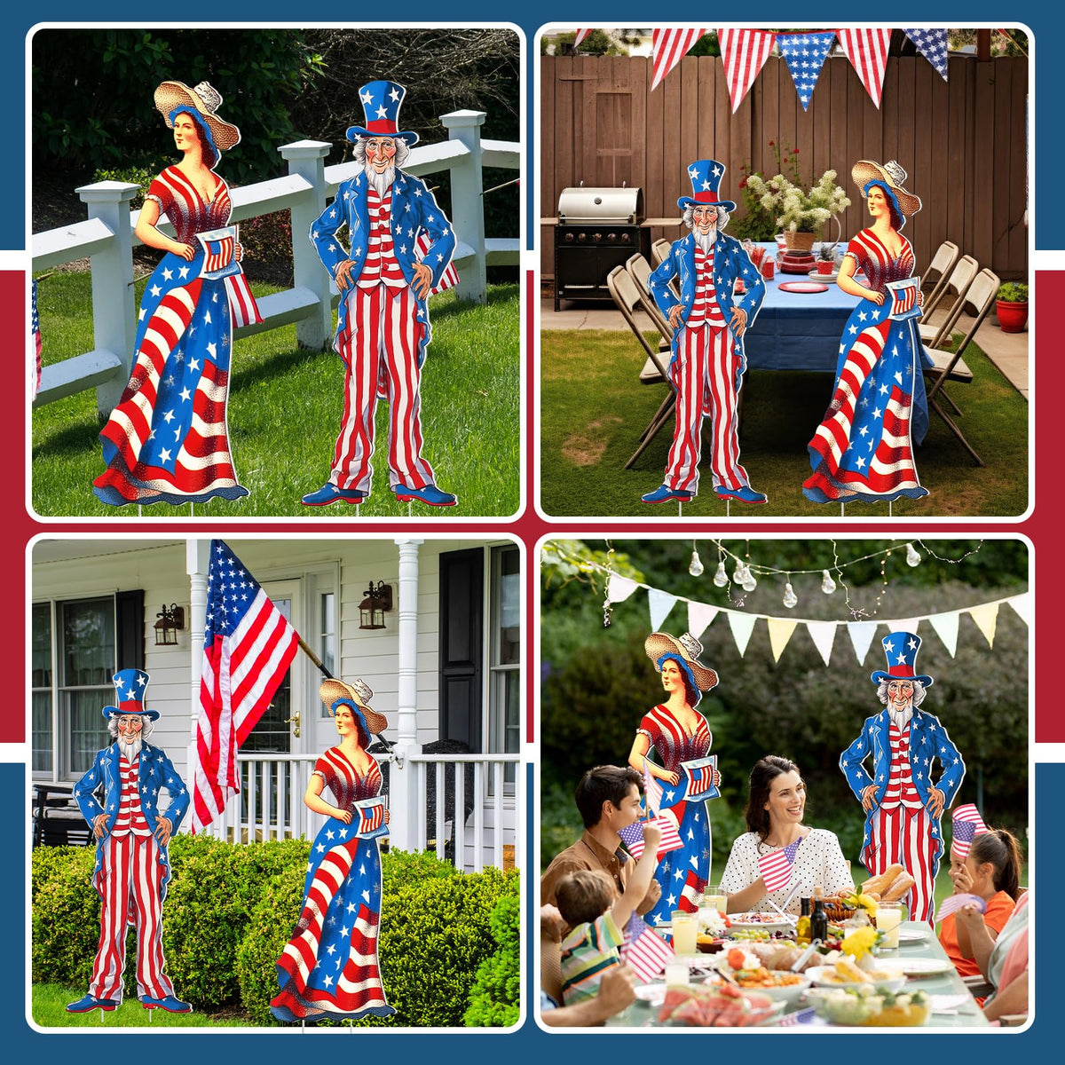 Beeveer patriotic lawn sign featuring man and woman for festive curb appeal