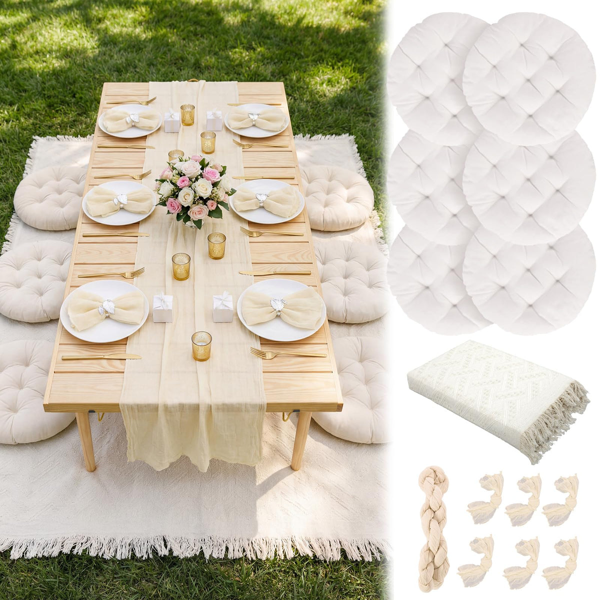 Beeveer oversized white picnic blanket for comfortable outdoor gatherings