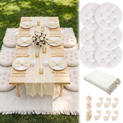 Beeveer oversized white picnic blanket for comfortable outdoor gatherings