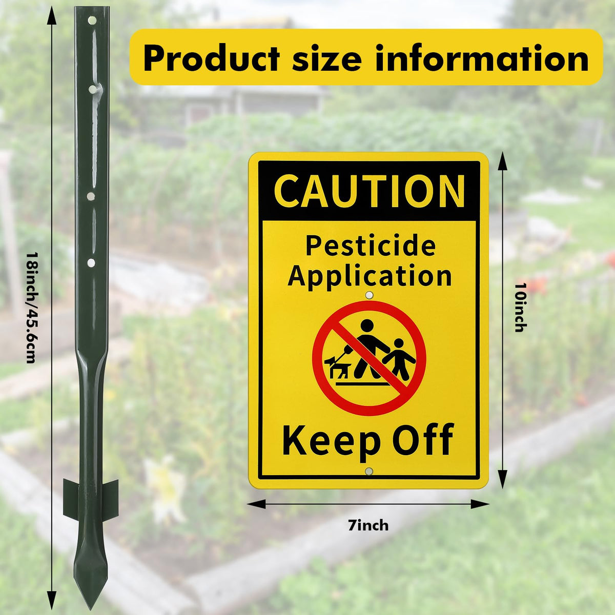 Beeveer yard stake 18-inch green-coated, easy to install with push-down ground insertion.