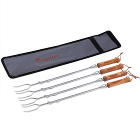 Begatter Smores Sticks extendable 30-inch design for safe campfire roasting.