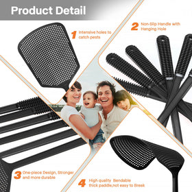 Begonia flyswatter solid one-piece design prevents paddle detachment.