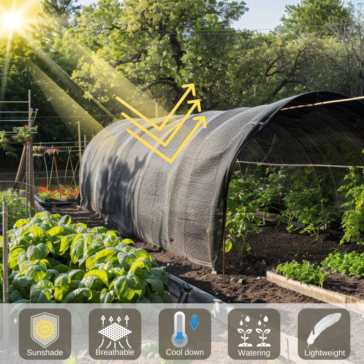 BeGrit shade cloth grommets enable easy installation over garden beds