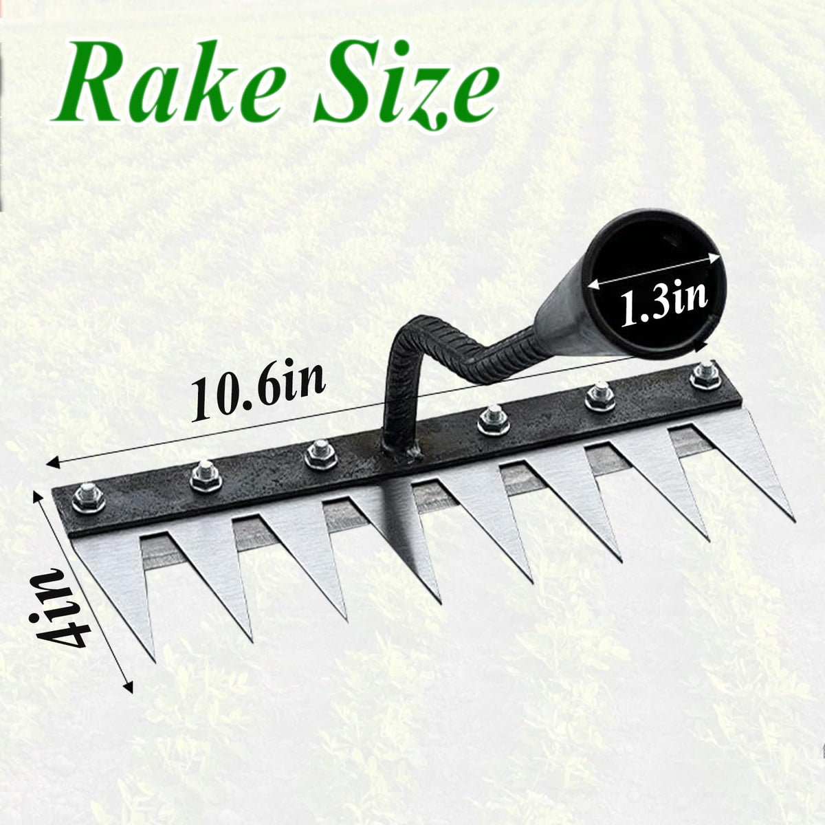 Beikity iron rake head showing triple reinforced welds for durability.