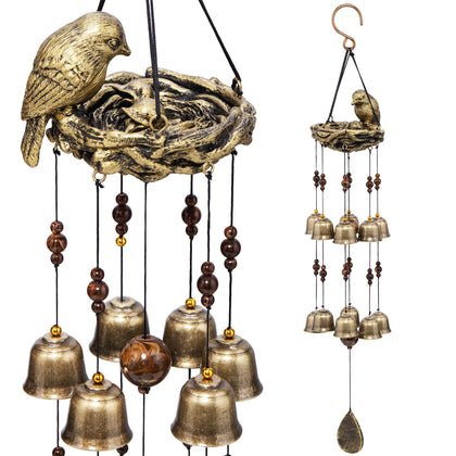 Beingreat Bird Nest Wind Chime with bronze bells adds warm outdoor charm