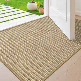BEISIFLOOR beige-white entryway mat decorates while trapping dirt