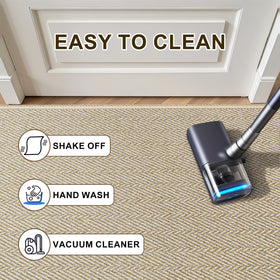 BEISIFLOOR front-door indoor mat cushions feet while catching debris on rainy days.