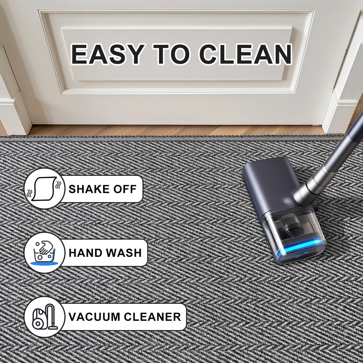 BEISIFLOOR non-slip backing helps prevent slips in wet conditions.
